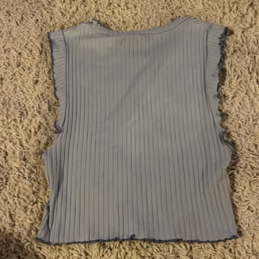 Urban Outfitters Blue Ribbed Ruffle‎ Tank - Picture 3 of 3